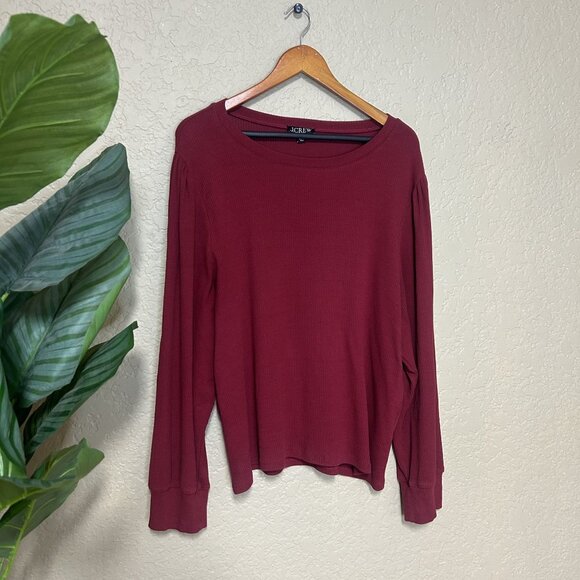 J. Crew Womens Ribbed Puff Sleeves Top Red Size 3X - Picture 1 of 6